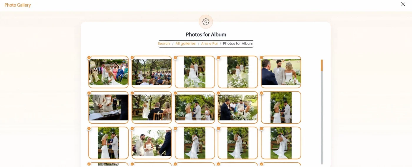 Grid of photos selected by the couple