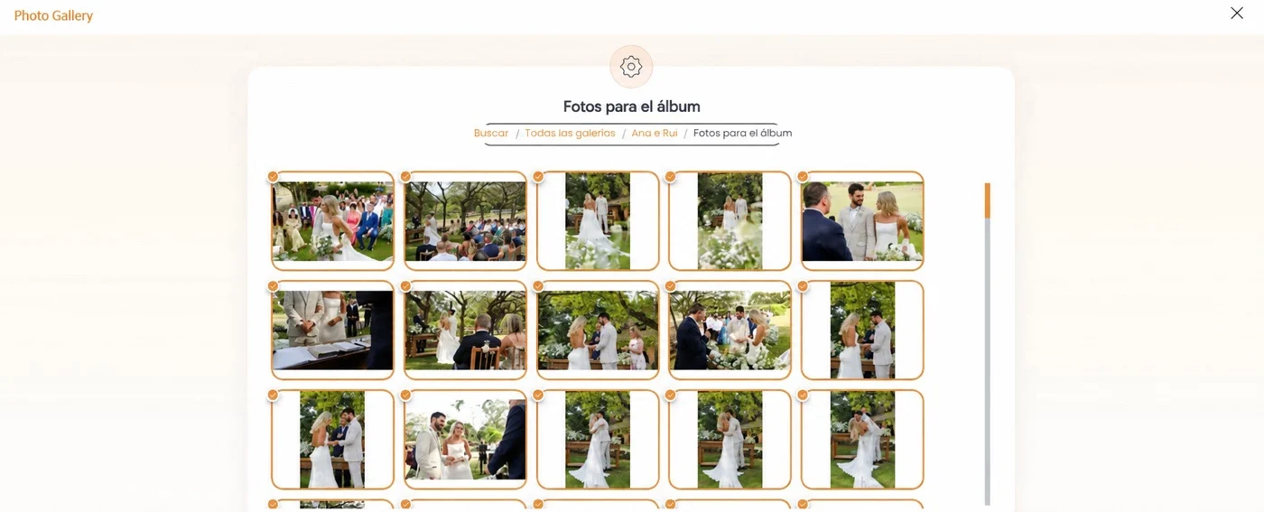 Cuadrícula de fotos elegidas por los novios