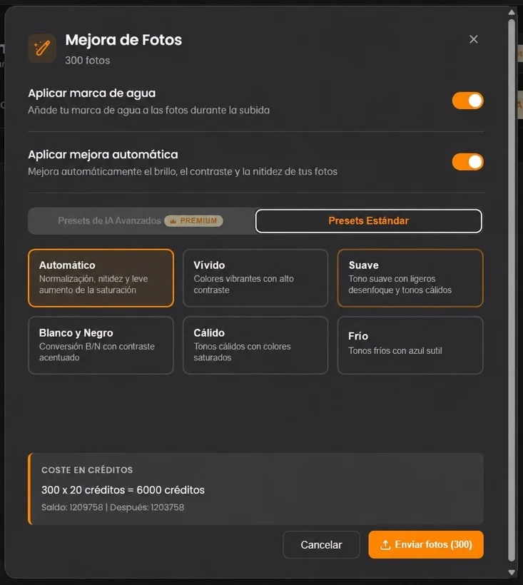 Ajustes preestablecidos para mejorar fotos